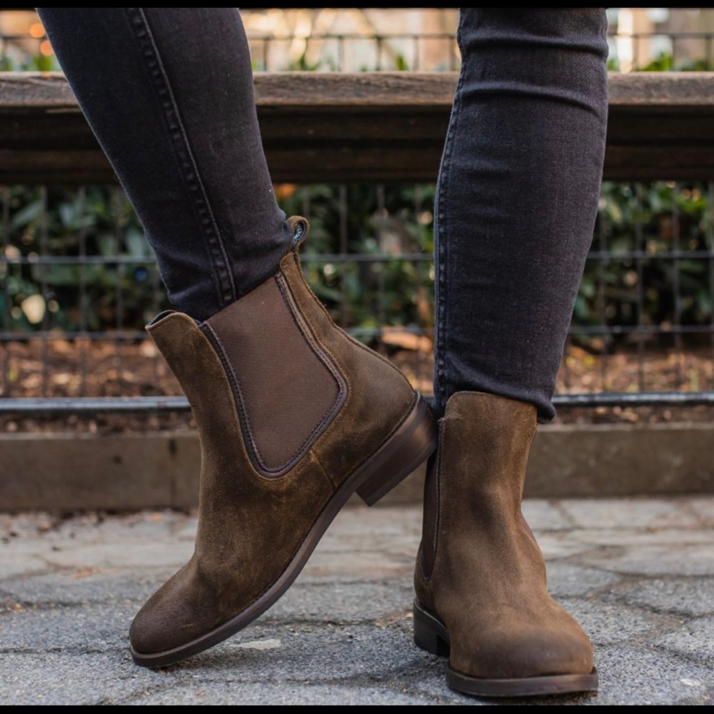 Thursday Boot Co. Duchess Chelsea Boots in Dark Olive Suede Size 9.5